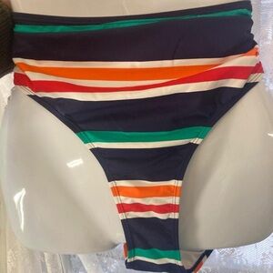 Nautica Navy and multi-coloured striped bikini bottoms XL